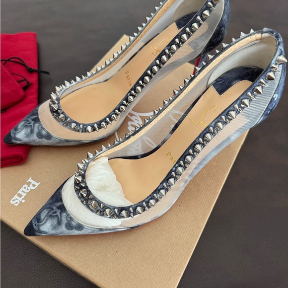 Christian Louboutin Denim blue and Spiked Heels